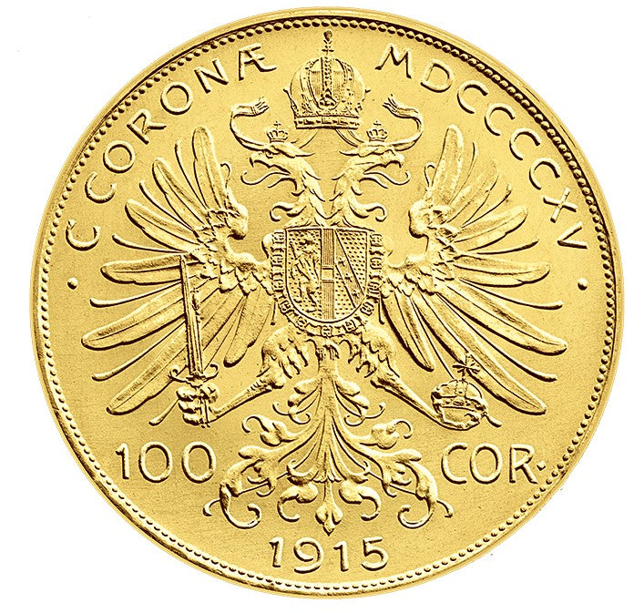 100 korún František Jozef I 1915 (novorazba)